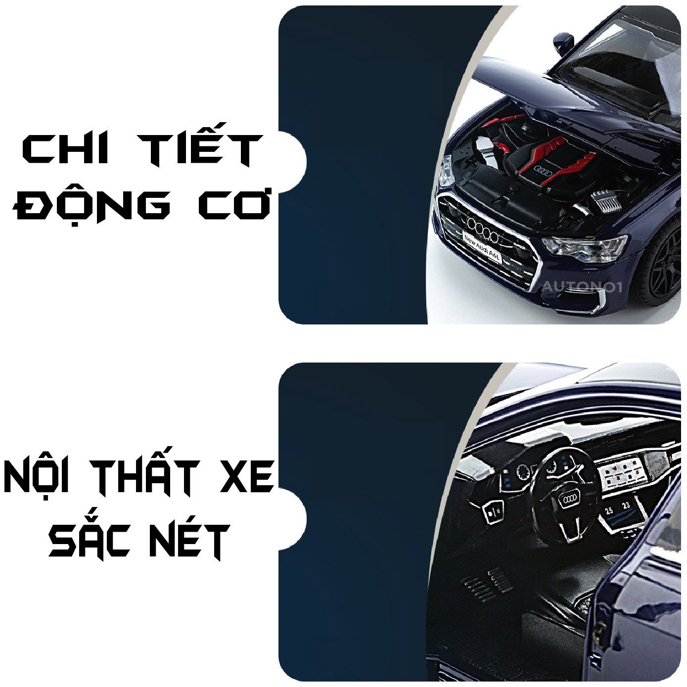  Mô hình xe Audi A6L full open có đèn có âm thanh đánh lái được tỉ lệ 1:24 Chimei Model OT389 