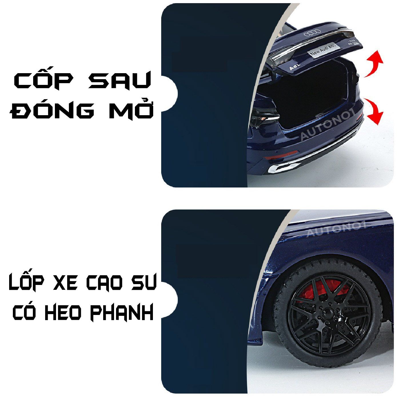  Mô hình xe Audi A6L full open có đèn có âm thanh đánh lái được tỉ lệ 1:24 Chimei Model OT389 