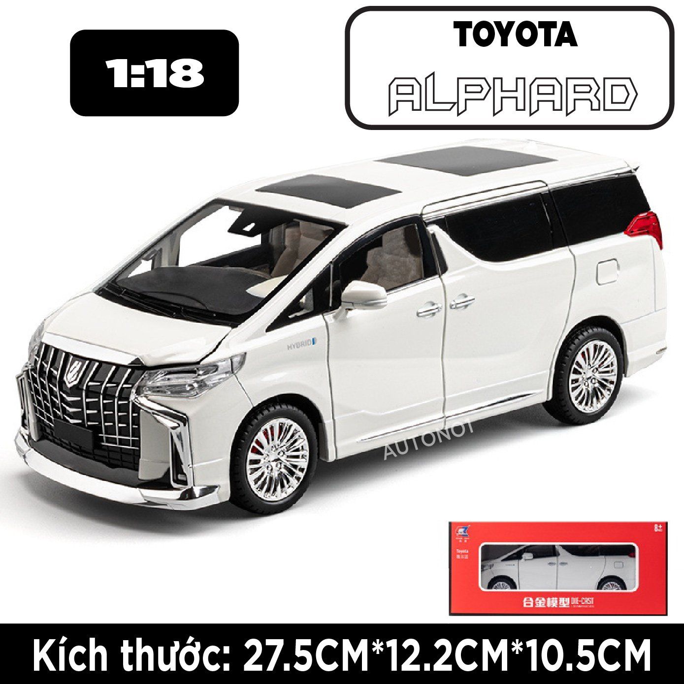  Mô hình xe Toyota Alphard full open âm thanh - đèn tỉ lệ 1:18 Chezhi OT375 