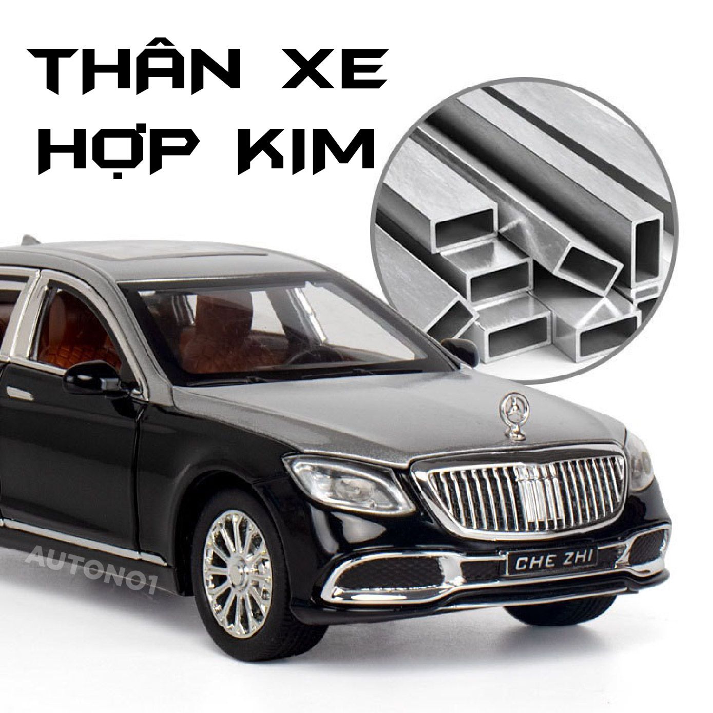  Mô hình xe Mercedes Maybach S600 full open tỉ lệ 1:24 Chezhi OT443 
