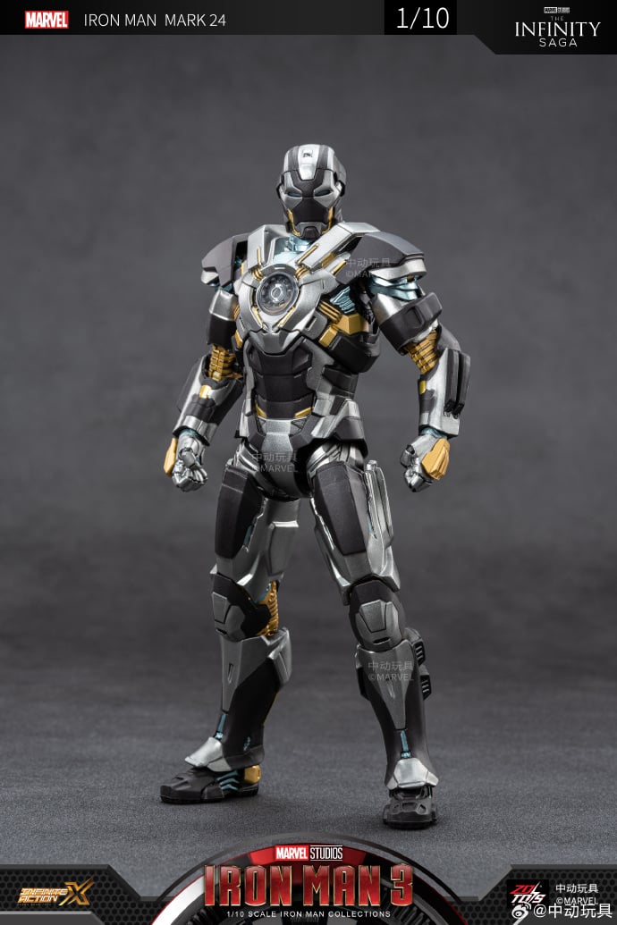  Mô hình nhân vật Marvel Iron man người sắt Mark 24 MK24 SHF Iron man 3 tỉ lệ 1:10 23CM ZD Toys FG262 