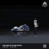  Mô hình nhân vật nữ và xe Honda SLAMMER Silver Blue Lahua Motorcycle Doll Set tỉ lệ 1:64 MoreArt MO222102 