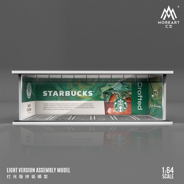  Hộp trưng bày mica mô phỏng cửa hàng Starbuck 1 mặt mica kích thước 30x13.3x10cm tỉ lệ 1:64 MoreArt MO914044 