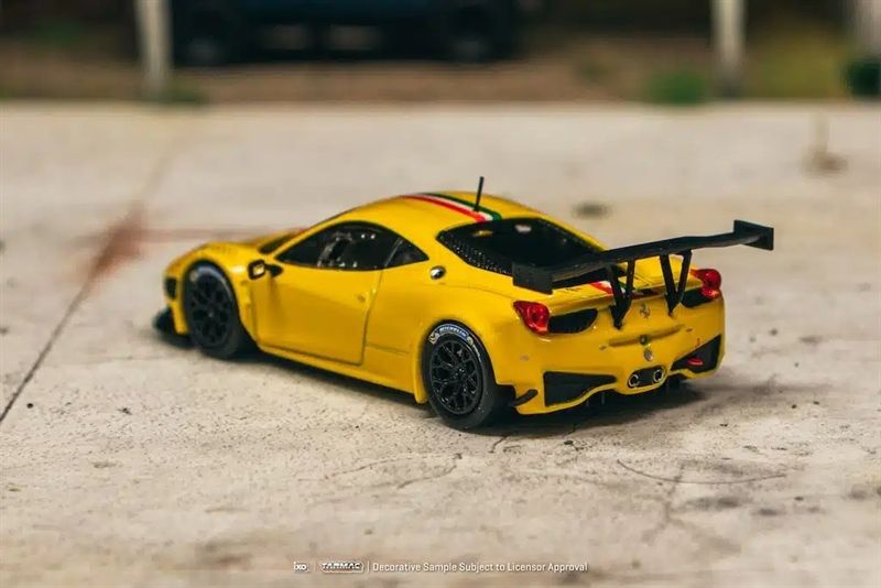  Mô hình xe Ferrari 458 Italia GT3 Yellow tỉ lệ 1:64 Tarmac Works 合金 T64R-073-YL 