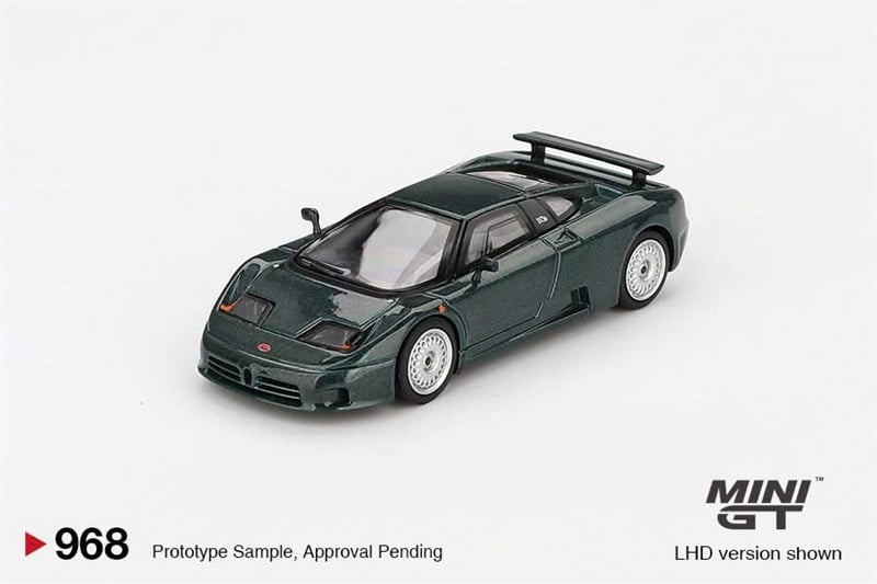  Mô hình xe Bugatti EB110 GT Verde Scuro bản card tỉ lệ 1:64 MiniGT MGT00968-BL 