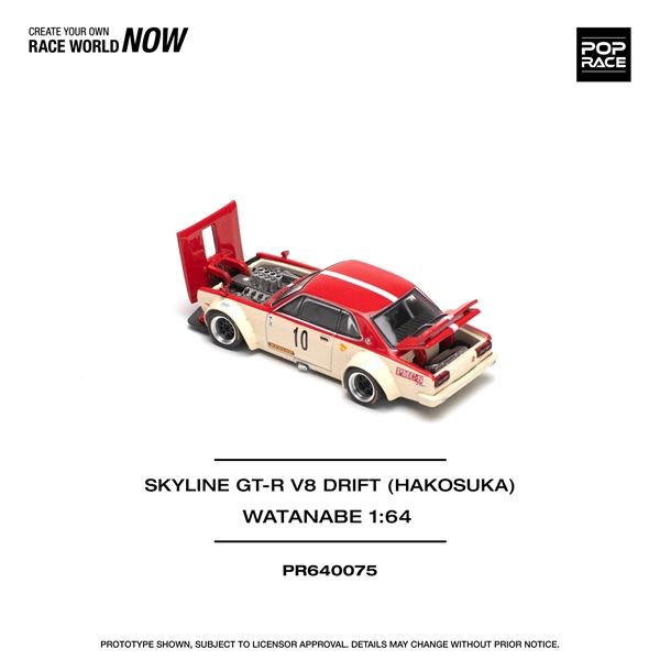  Mô hình xe Nissan Skyline GT-R V8 drift (Hakosuka) - Watanabe tỉ lệ 1:64 Poprace PR640075 