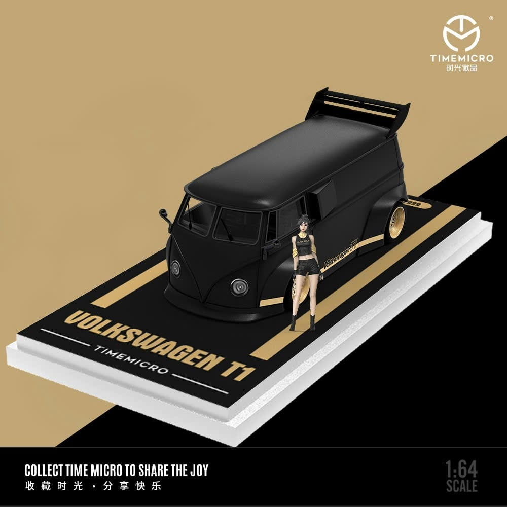 Mô hình xe Volkwagen T1 Black gold tỉ lệ 1:64 Time micro TM642945 