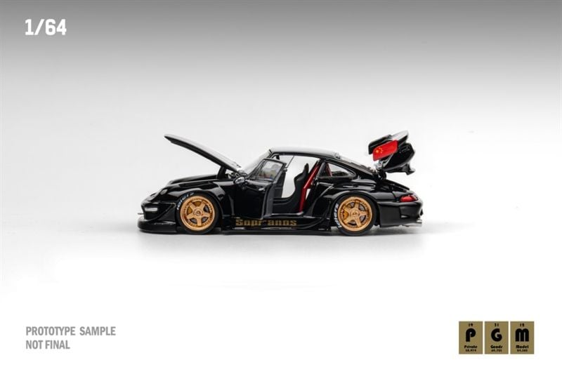  Mô hình xe Porsche RWB993 Sopranos - Black HEC2025 tỉ lệ 1:64 PGM OT64281 