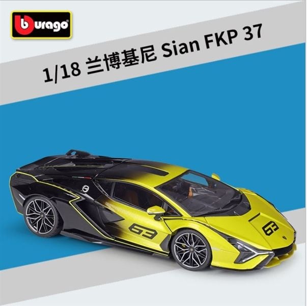  Mô hình xe Lamborghini Sian Fkp 37 Black Yellow 1:18 Bburago 7517 