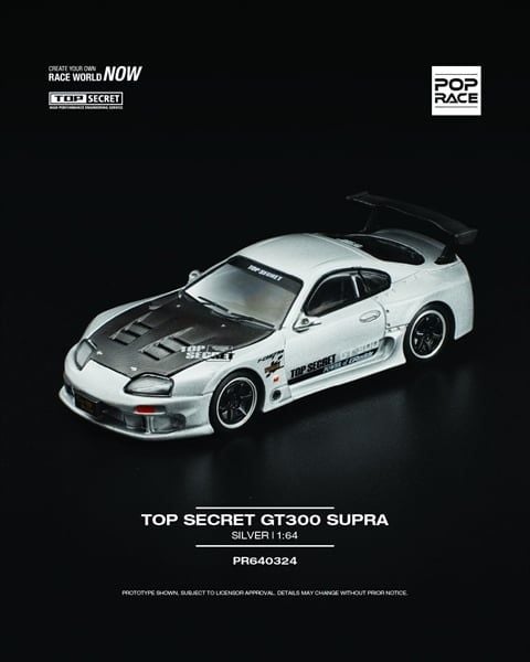  Mô hình xe Top Secret GT300 Supra Siler tỉ lệ 1:64 Poprace PR640324 