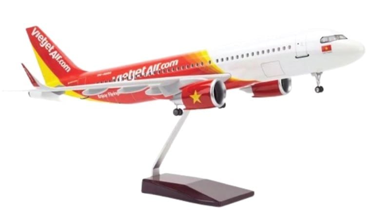  Mô hình máy bay Vietjet Air Airbus A320 47cm 1:130 có đèn led tự động theo tiếng vỗ tay hoặc chạm MB47003 