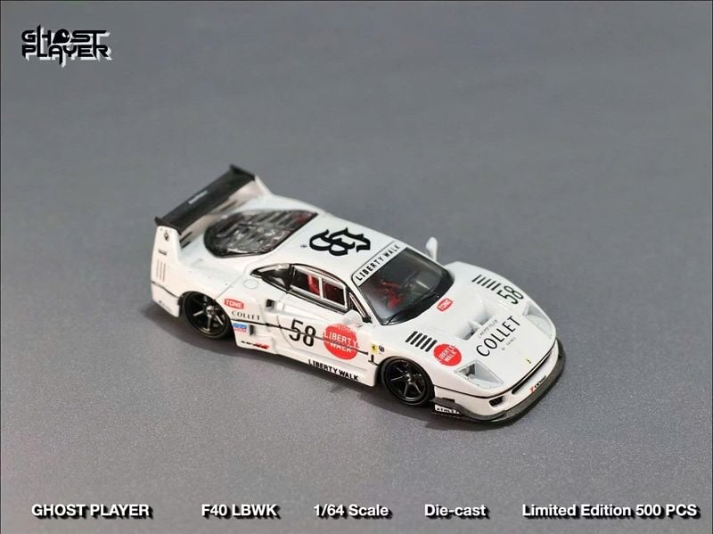  Mô hình xe LBWK F40, white 58-number paint, limited to 500 units tỉ lệ 1:64 SwXGHOST PLAYER OT64430 