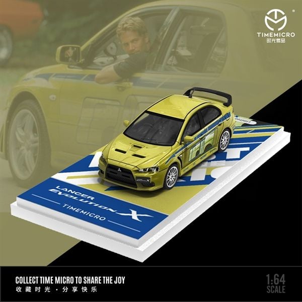  Mô hình xe Mitsubishi EVO 10th Generation 2 Fast 2 Furious Yellow tỉ lệ 1:64 Time micro TM643121 