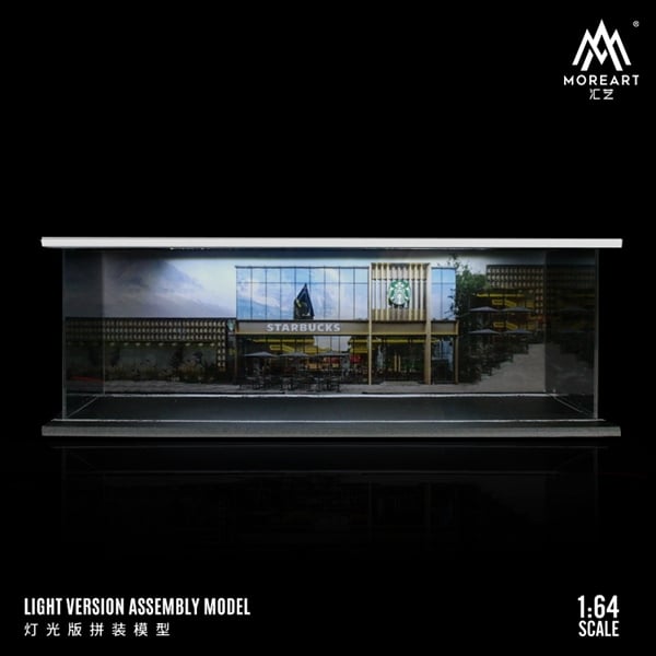  Hộp trưng bày mica mô phỏng cửa hàng Starbucks kích thước 30x13.3x10cm tỉ lệ 1:64 MoreArt MO914201 