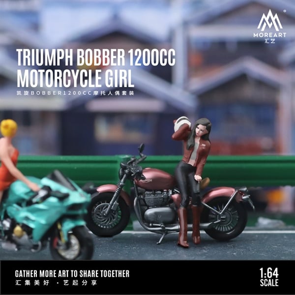  Mô hình nhân vật nữ và xe Triumph Bobber 1200c Motorcycle Girl tỉ lệ 1:64 MoreArt MO222070 