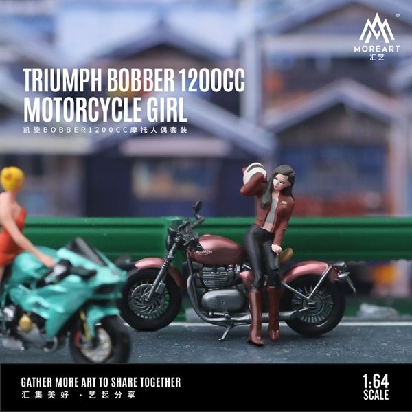  Mô hình nhân vật nữ và xe Triumph Bobber 1200c Motorcycle Girl tỉ lệ 1:64 MoreArt MO222070 