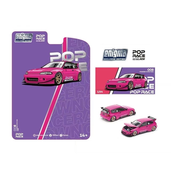  Mô hình xe Honda Civic EG6 Pandem Rocket Bunny Pink bản card tỉ lệ 1:64 POPRACE x Enigma PRE008 
