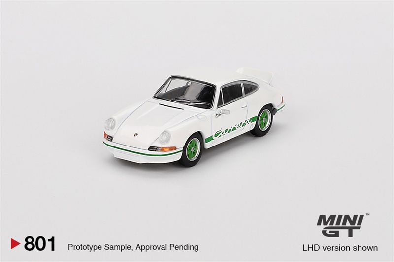  Mô hình xe Porsche 911 Carrera RS 2.7 Grand Prix White with Green Livery tỉ lệ 1:64 MiniGT MGT00801-CH 