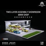  Hộp trưng bày mô phỏng showroom BMW the ultimate driving machine có đèn - bãi đỗ xe sân trước tỉ lệ 1:64 MoreArt MO936014 