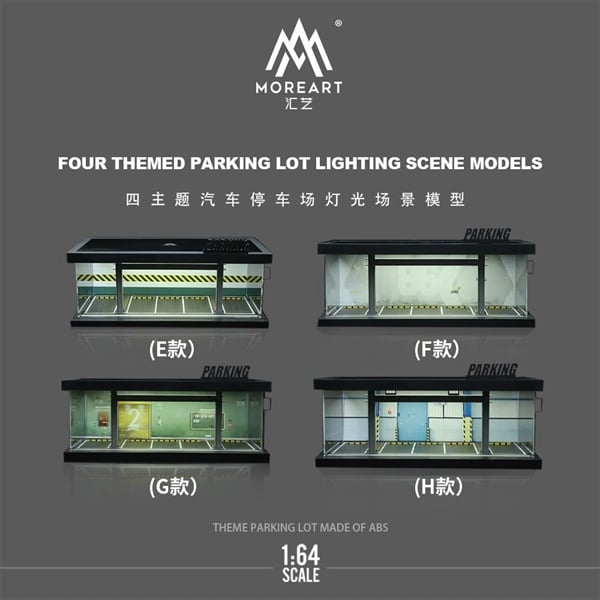  Hộp trưng bày mô phỏng hầm đỗ xe có đèn, mica, kèm dây đèn, E tỉ lệ 1:64 MoreArt MO960117 