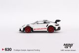  Mô hình xe ô tô Porsche 911 (992) GT3 RS White with Pyro Red Accent Package tỉ lệ 1:64 MiniGT MGT00630-CH 