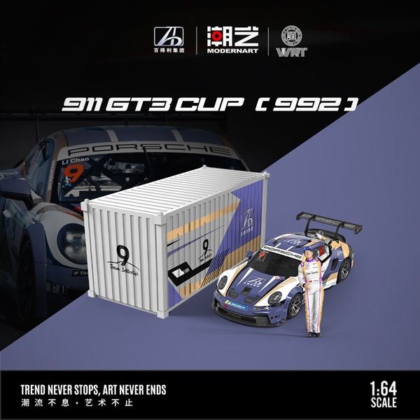  Mô hình xe Porsche 911 GT3-CUP-Baideli No. 9 tỉ lệ 1:64 Modern Art MD647309 