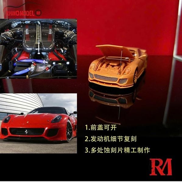  Mô hình xe Ferrari 599xx Evolution mở được capo tỉ lệ 1:64 Rhino model OT64444 