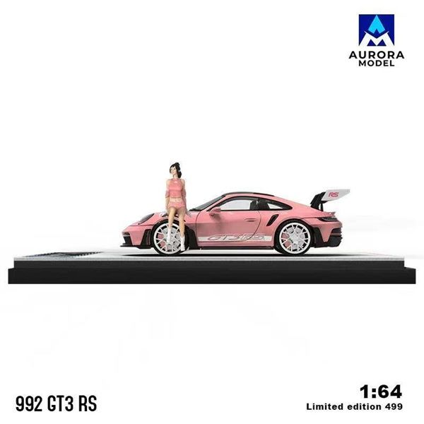  Mô hình xe Porsche 992 GT3 RS Diecast model Pink tỉ lệ 1:64 AURORA MODEL AM644641 