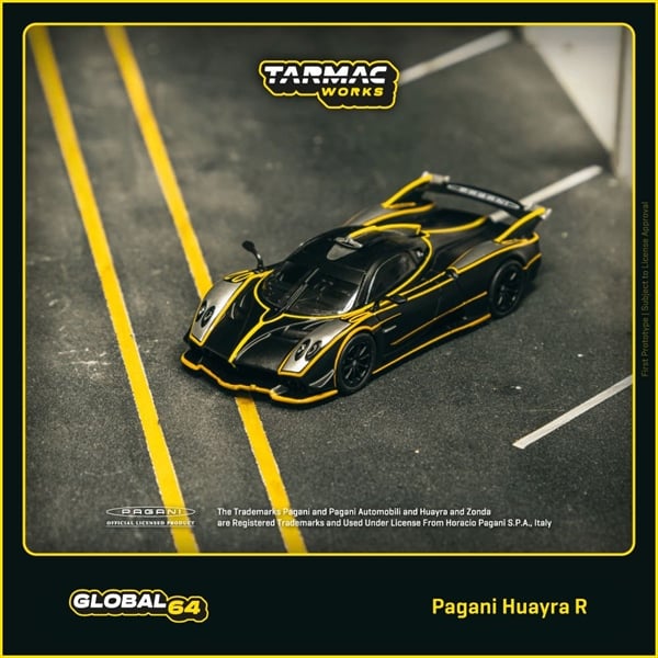  Mô hình xe Pagani Huayra R, Matt Black / Silver tỉ lệ 1:64 Tarmac Works T64G-TL035-MBS 