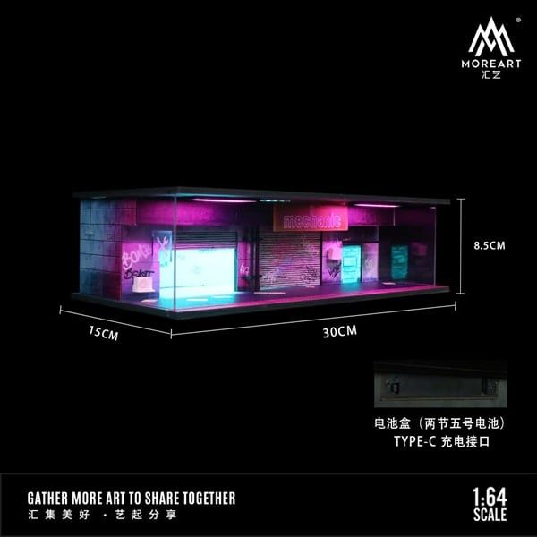 Hộp trưng bày mica mô phỏng gara Cyberpunk Series Light Edition Assembly Scene tỉ lệ 1:64 MoreArt MO914302 