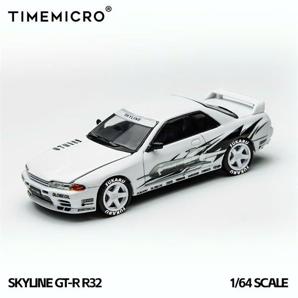  Mô hình xe Nissan Skyline GT-R R32 Los Santos Drift - White tỉ lệ 1:64 Time Micro TM644142 
