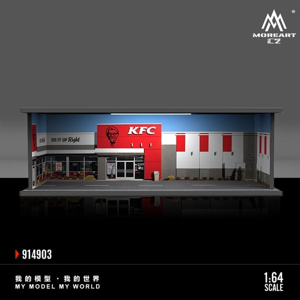  Hộp trưng bày mica mô phỏng cửa hàng KFC có đèn kích thước 30x13.3x10cm tỉ lệ 1:64 MoreArt MO914903 