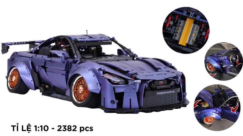  Mô hình xe ô tô lắp ghép Nissan GTR R35 JDM body kit 2382 pcs tỉ lệ 1:10 LG022 