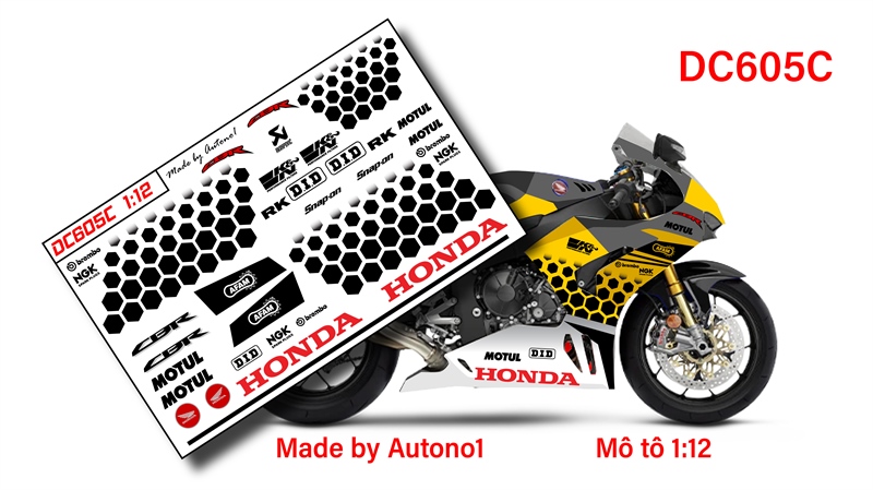  Decal nước độ Bumble Bee cho Honda CBR 1000RR-R 2020 1:12 Autono1 DC605C 