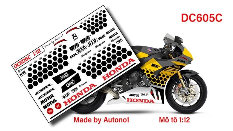 DECAL NƯỚC ĐỘ BUMBLE BEE CHO HONDA CBR 1000RR-R 2020 1:12 AUTONO1 DC605C