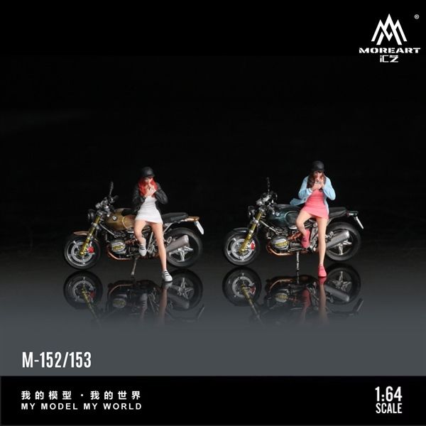  Mô hình nhân vật figure kèm xe BMW R nineT Coffee Ink Green tỉ lệ 1:64 MoreArt MO222153 