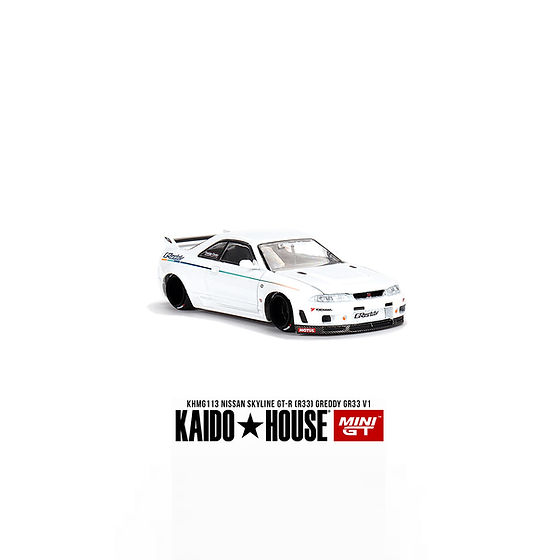  Mô hình ô tô Nissan Skyline GT-R(R33) Greddy GR33 V1 tỉ lệ 1:64 MiniGT x Kaido House KHMG113 