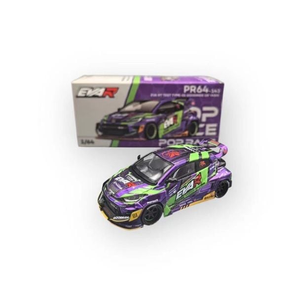  Mô hình xe Toyota Yaris GR Purple chrome EVA Livery tỉ lệ 1:64 Popracr PR640143 