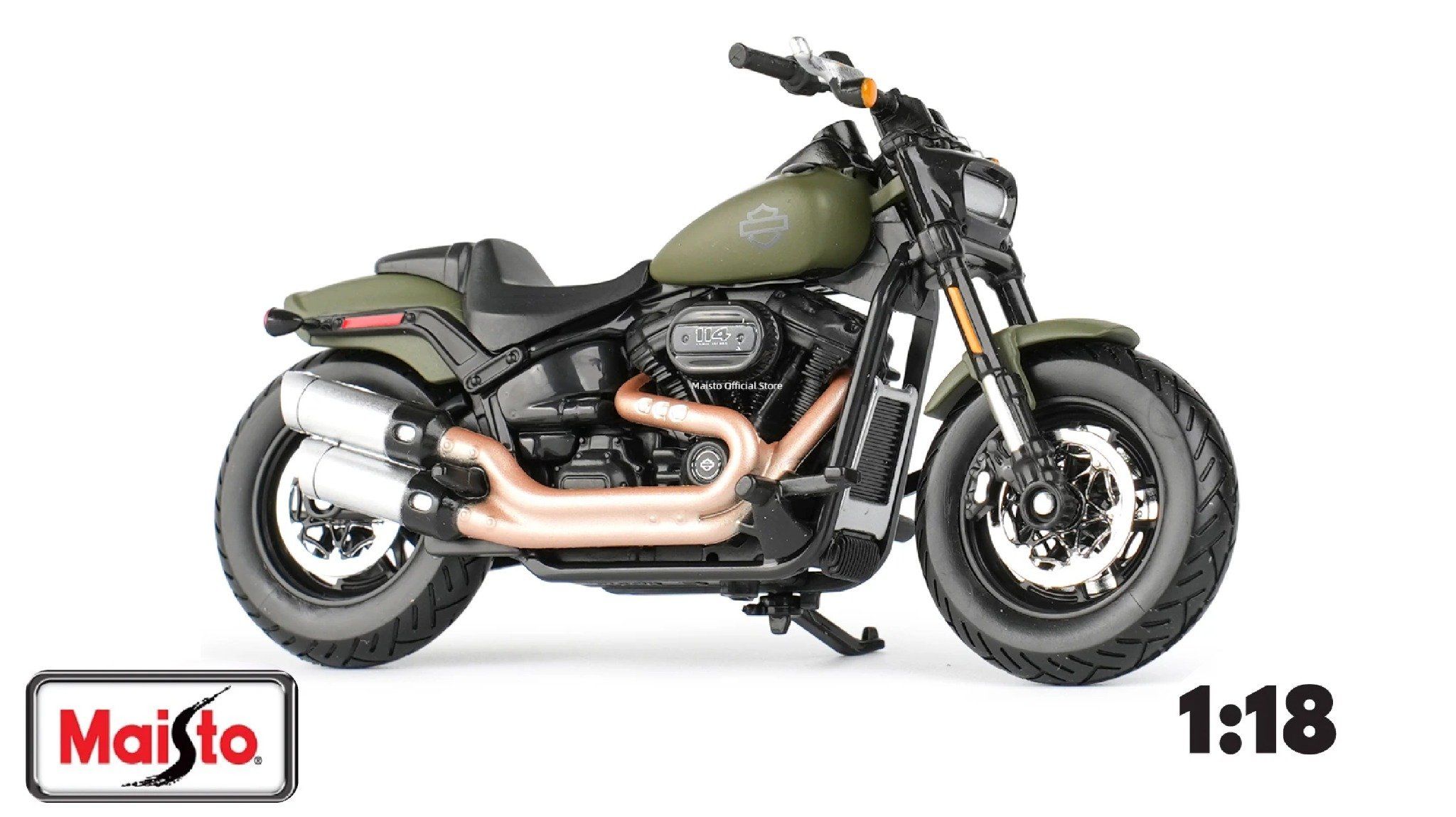  Mô hình Harley Davidson 2022 Fat Bob 114 army 1:18 Maisto MT035 