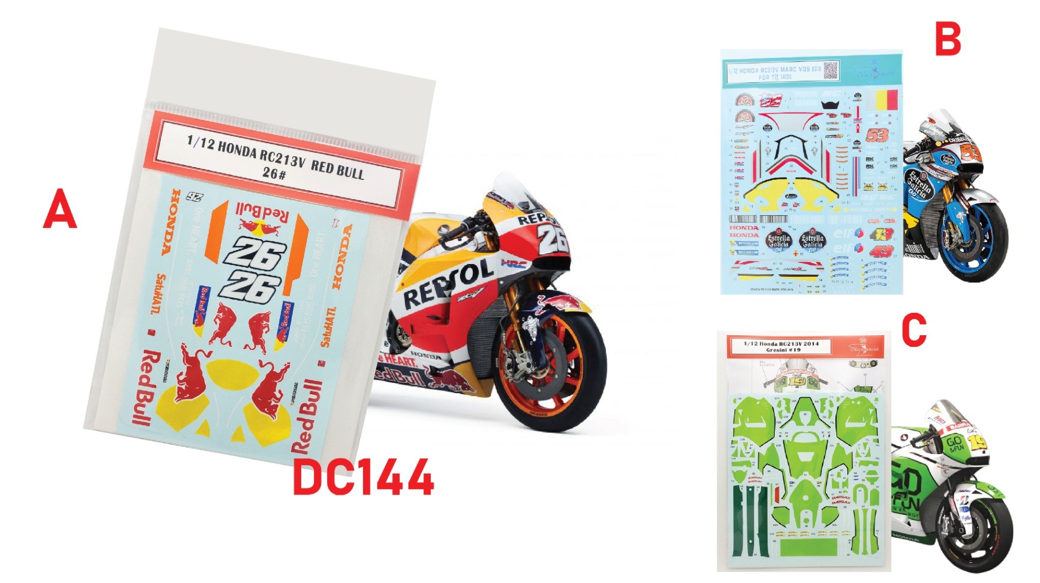  Decal nước Honda Repsol RC213V 1:12 DC144 