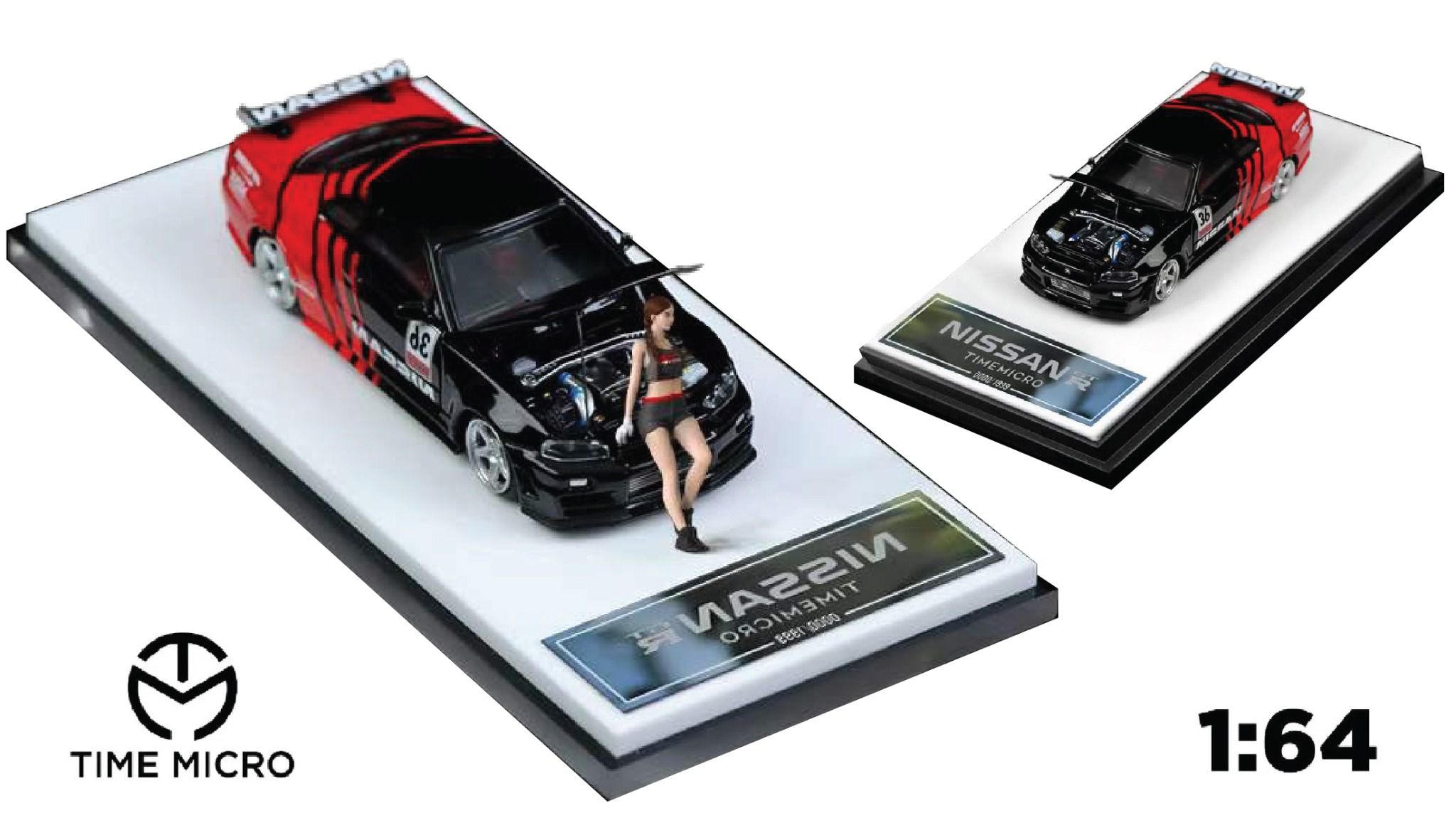  Mô hình xe ô tô Nissan GTR 34 Adavan 36 red racing tỉ lệ 1:64 Time micro TM643417 