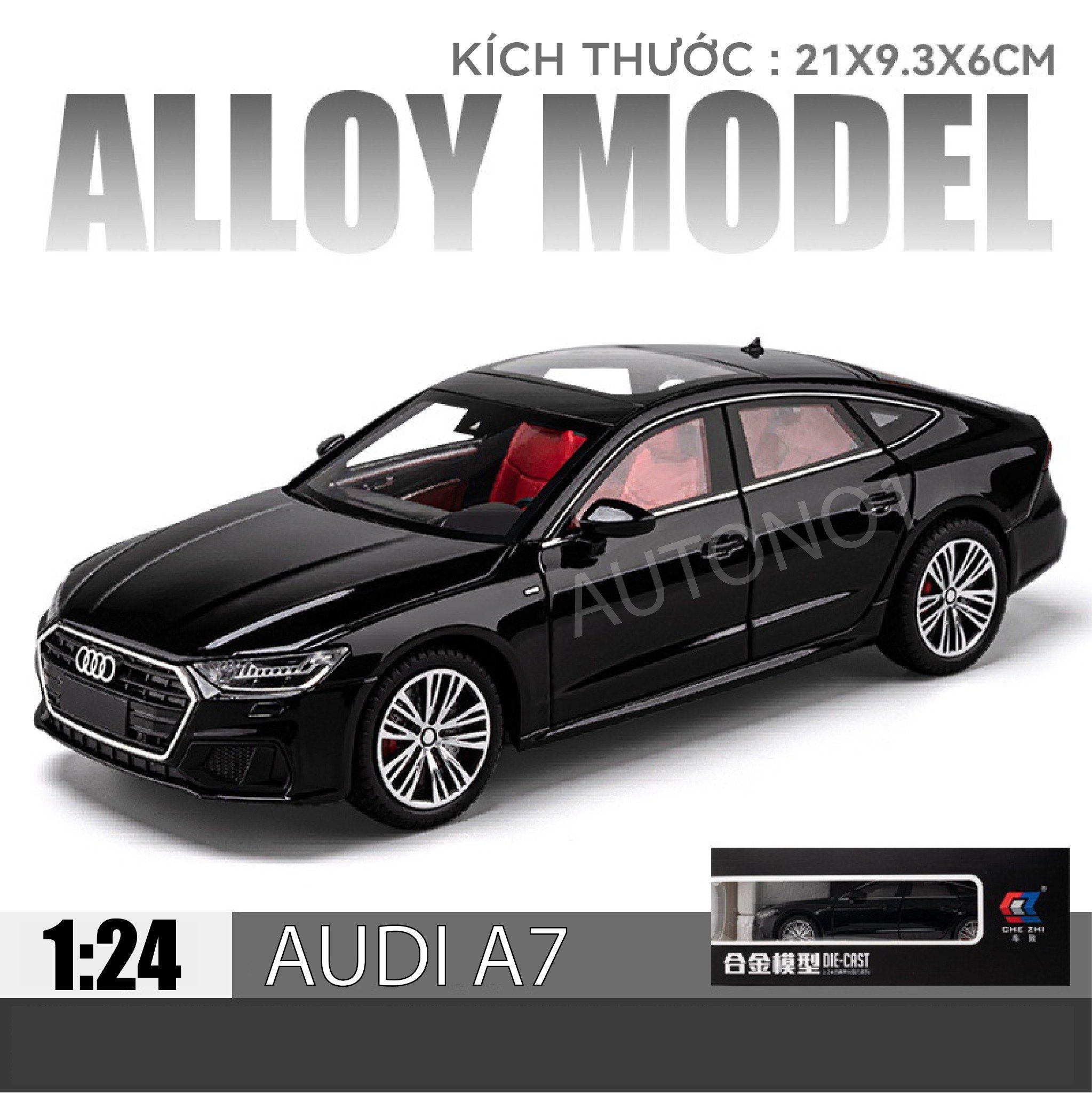  Mô hình xe Audi A7 full open, đánh lái được, có đèn và âm thanh tỉ lệ 1:24 Chezhi OT420 