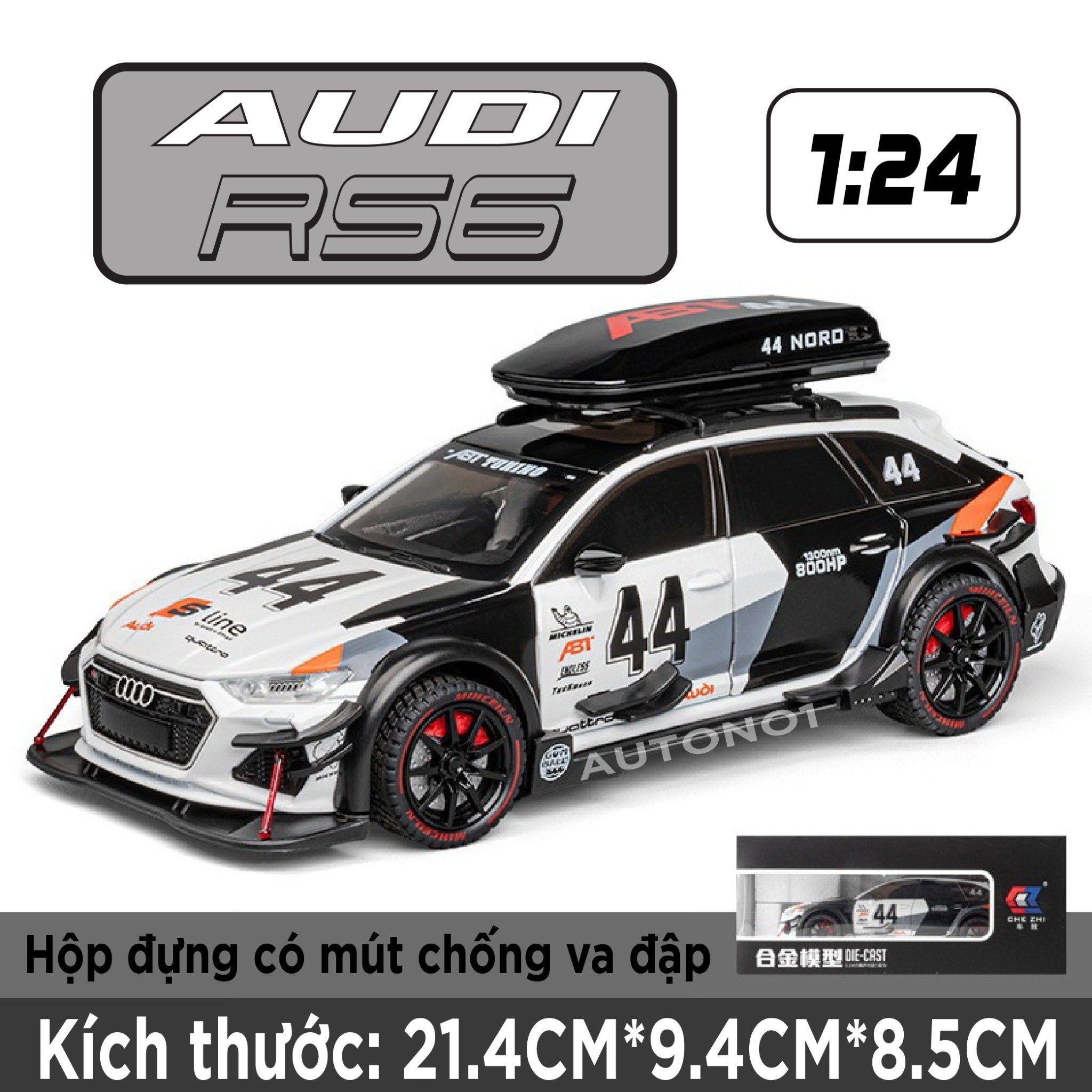  Mô hình xe đua Audi RS6 DTM 56 box camping full open tỉ lệ 1:24 Chezhi OT025 