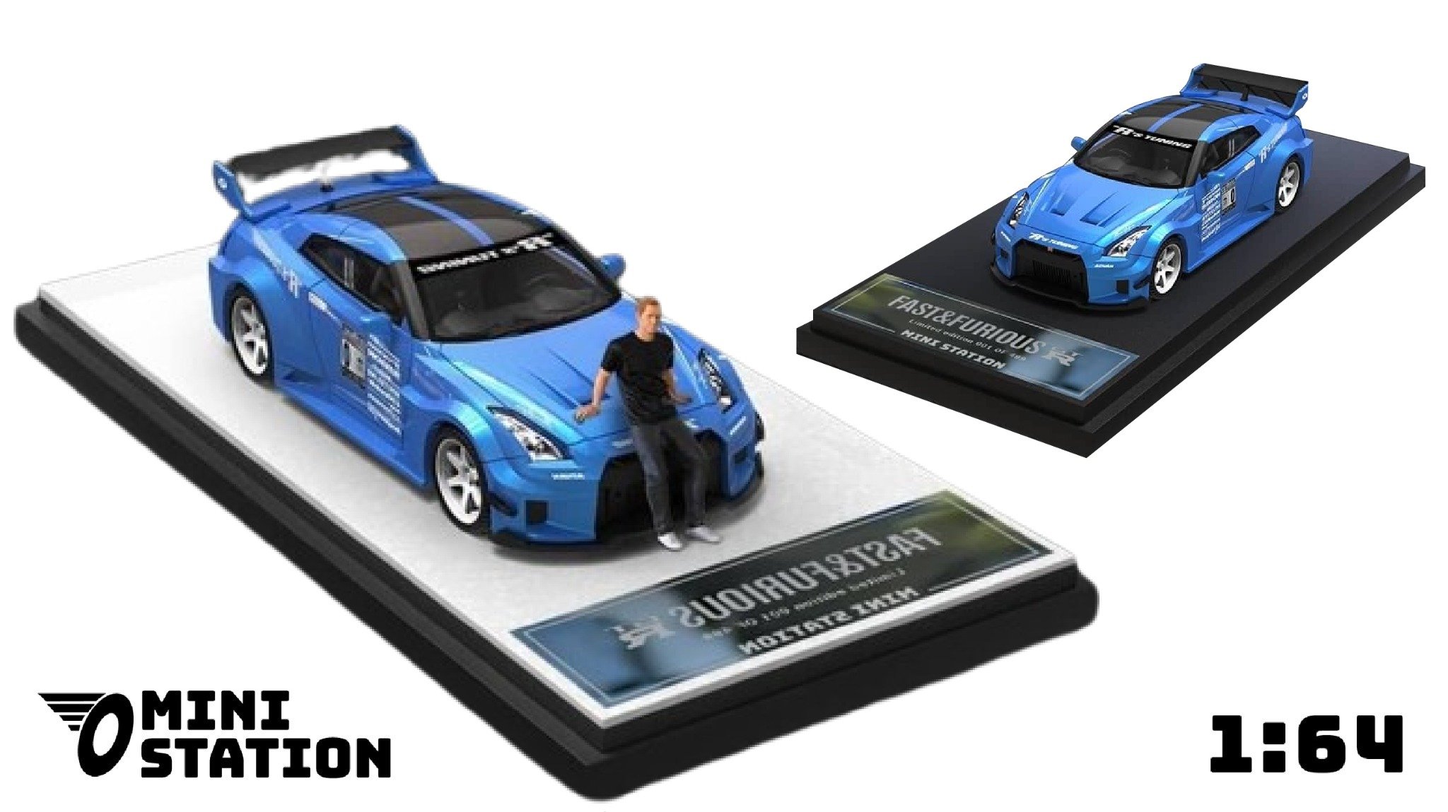  Mô hình xe ô tô Nissan GT R35 3.0 R's Tuning Fast & Furious Brian's Limited 499 pcs tỉ lệ 1:64 Mini Station 