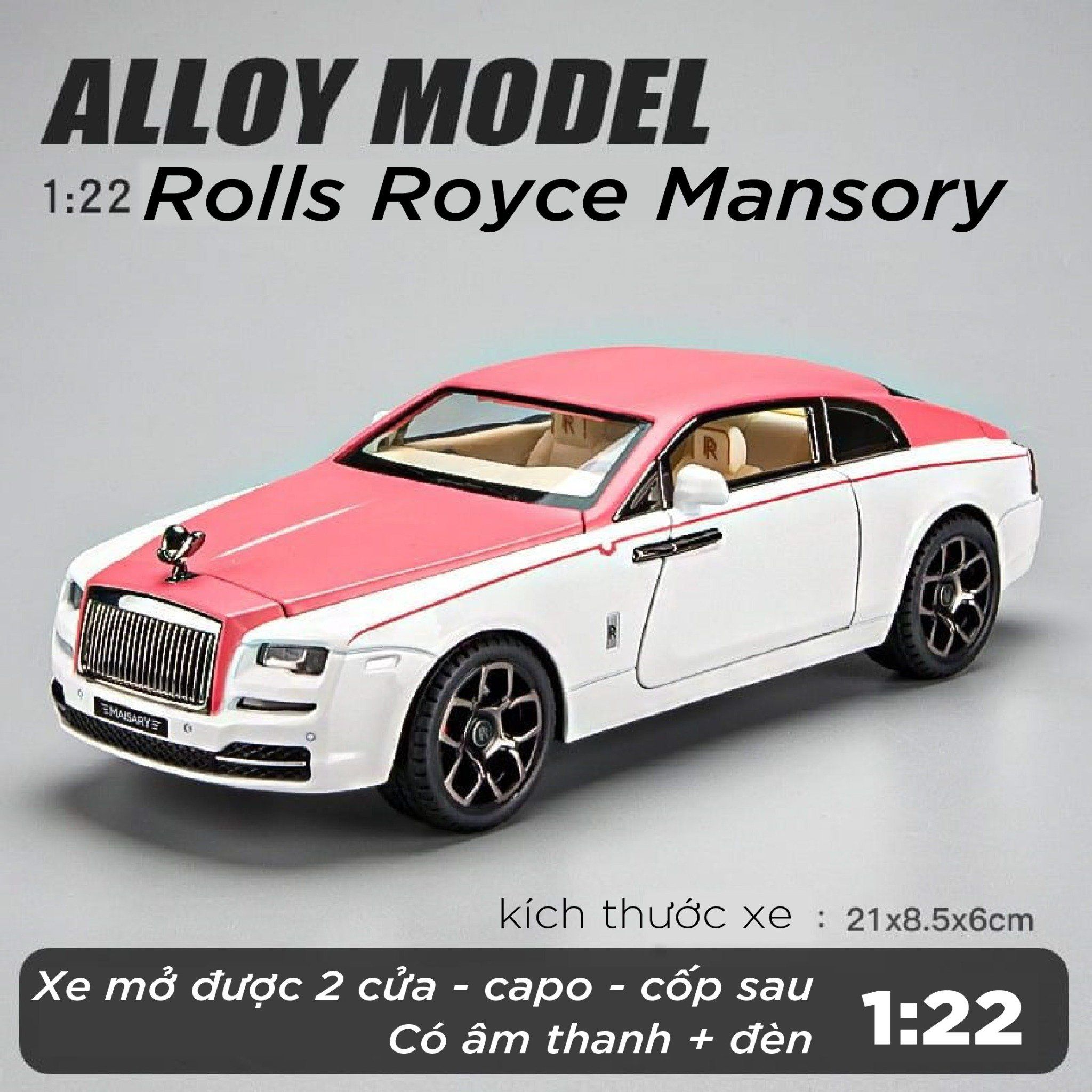  Mô hình xe Rolls Royce Mansory full open tỉ lệ 1:22 OT350 Alloy Model 