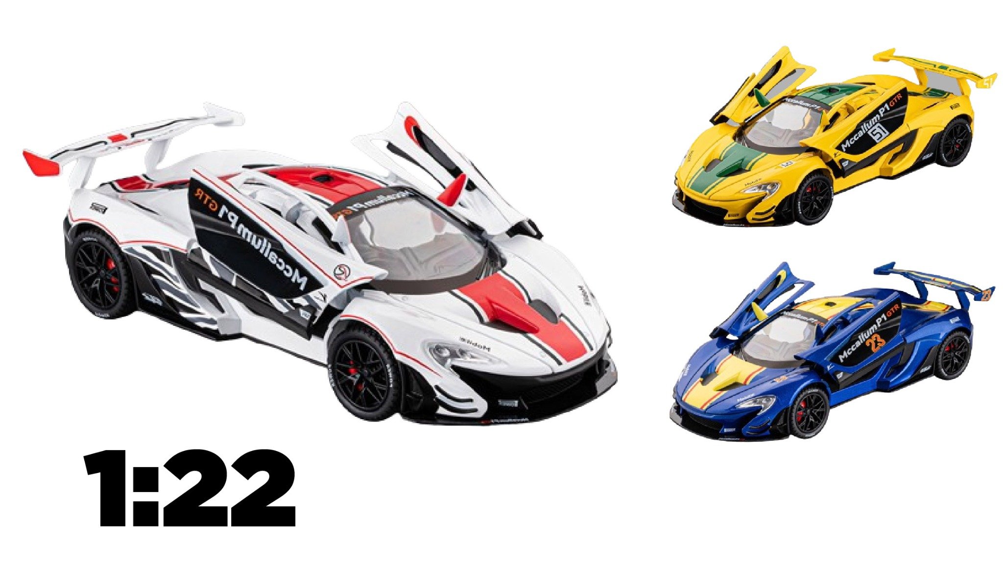  Mô hình xe McLaren P1 GTR full open - có âm thanh - có đèn tỉ lệ 1:22 Jiaye Model OT454 