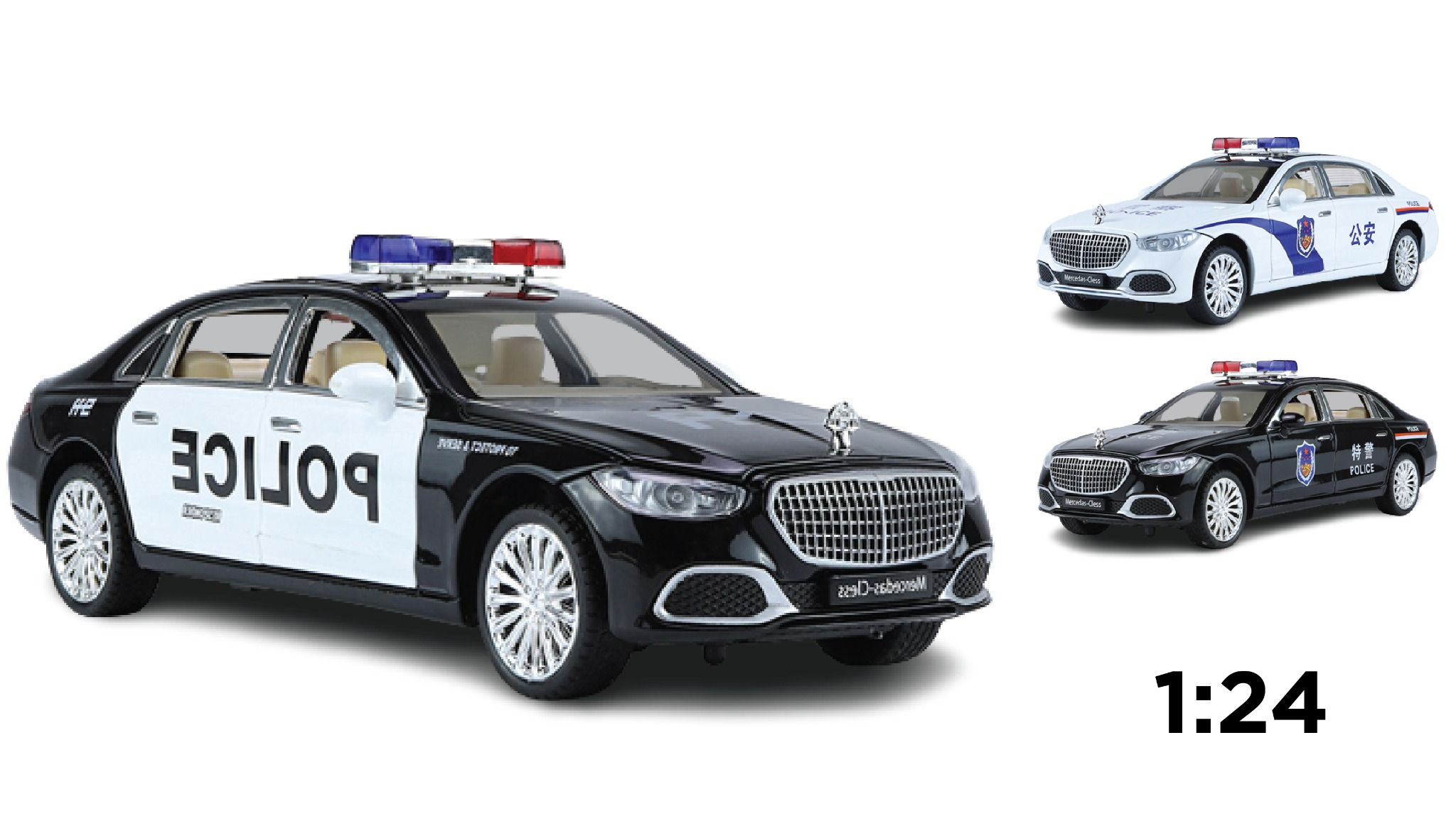  Mô hình xe ô tô Mercedes Benz Maybach S680 police full open tỉ lệ 1:24 XHD models OT234 