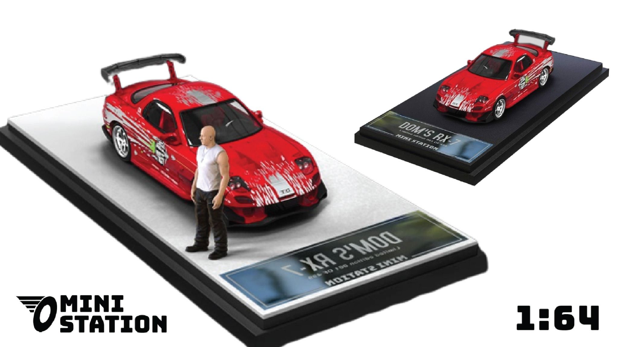  Mô hình xe fast & furious Dom's RX-7 limited 499pcs Mini Station 1:64 MS644705 