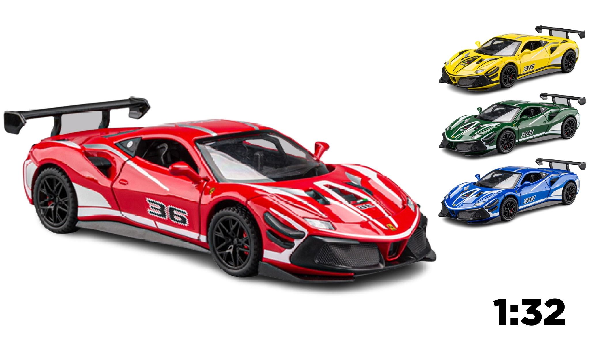  Mô hình xe Ferrari 488 Challenge EVO 2020 No.36 Racing tỉ lệ 1:32 Alloy model 8155 