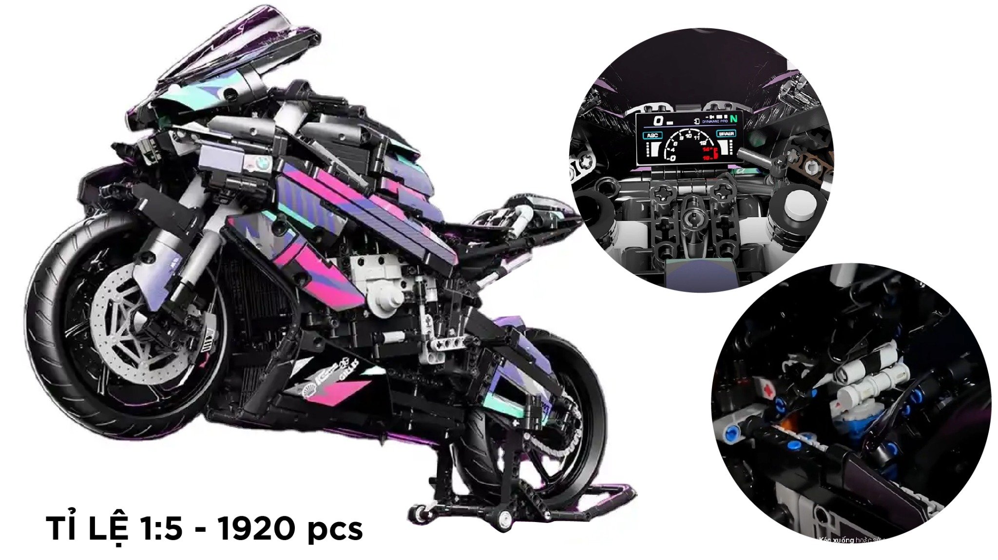  Mô hình xe mô tô lắp ghép BMW M1000RR CyberPunk Technic 1920 pcs tỉ lệ 1:5 LG027 